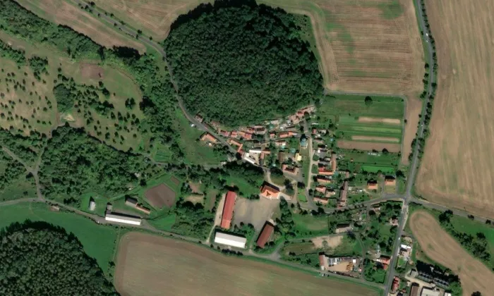 Mirošovice – letecký pohled