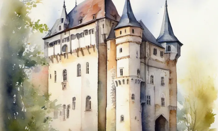 Moravskoostravský hrad – akvarel