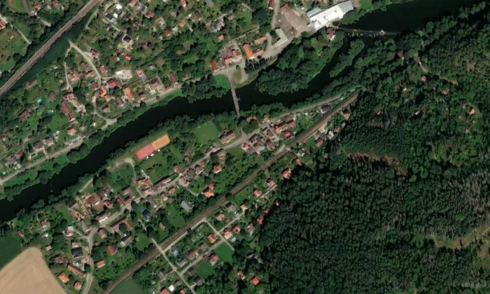 most Lštění - Čtyřkoly – letecký pohled
