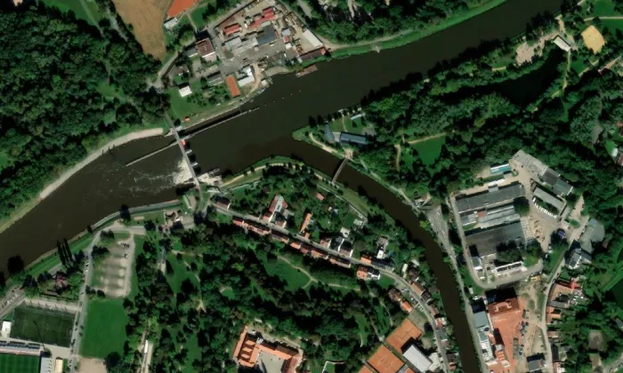 most Na Špici – letecký pohled