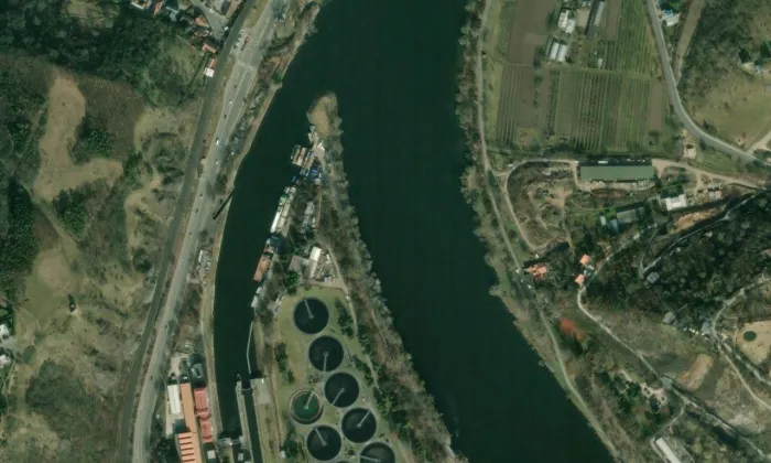 most Podbaba - Troja – letecký pohled