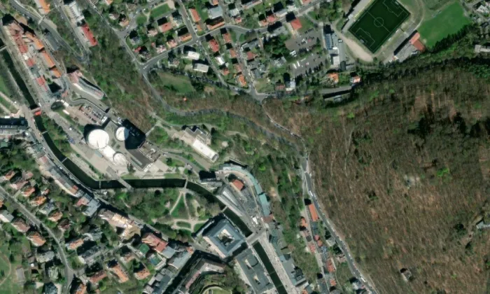 Mozartovy sady – letecký pohled