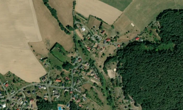 Mužákův statek – letecký pohled
