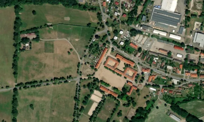 Národní hřebčín Kladruby nad Labem – letecký pohled