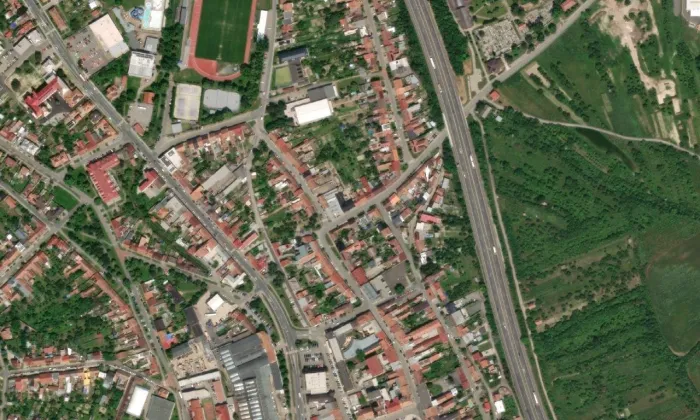 Nová a Kovářská Ulice – letecký pohled