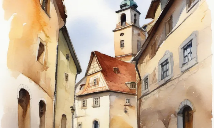 Nová a Kovářská Ulice – akvarel