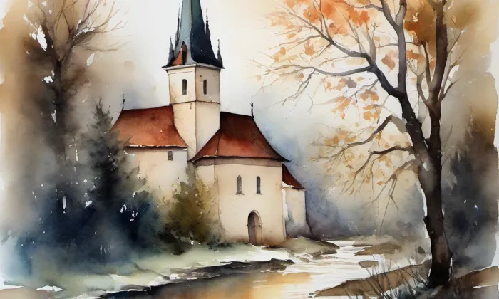 Nový hrad (Skuhrov nad Bělou) – akvarel