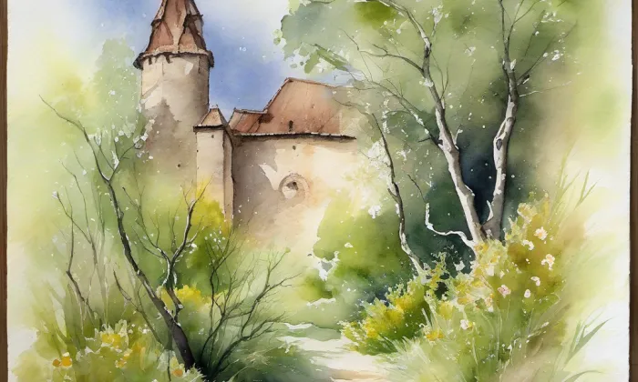 Okrouhlé Hradiště – akvarel
