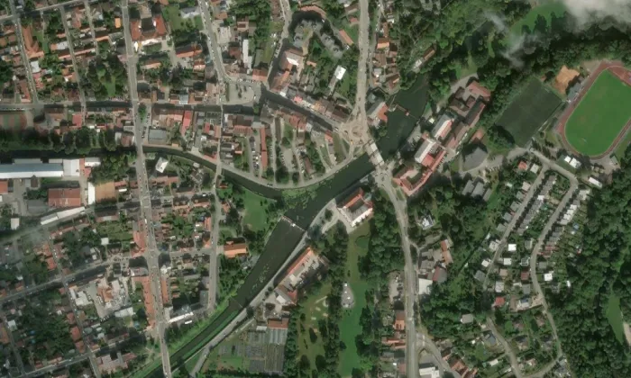 Orlické muzeum v Chocni – letecký pohled