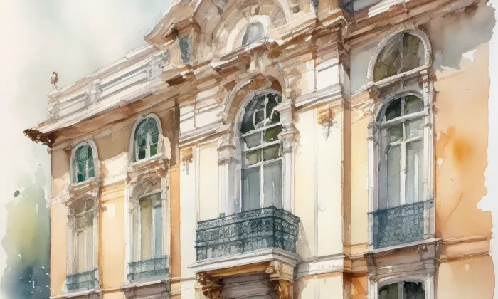 Palác Bochnerů ze Stražiska – akvarel