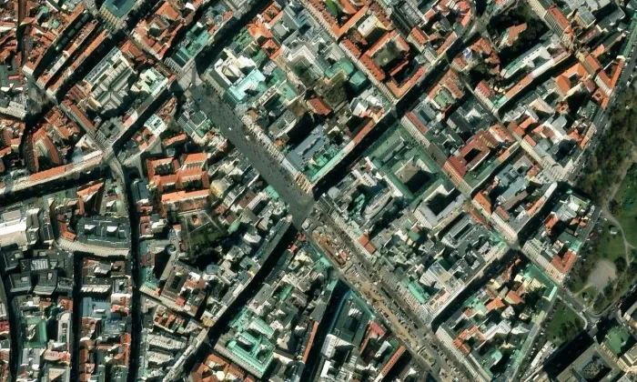 Palác U Stýblů – letecký pohled