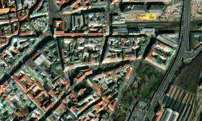 Palác Věžníků – letecký pohled