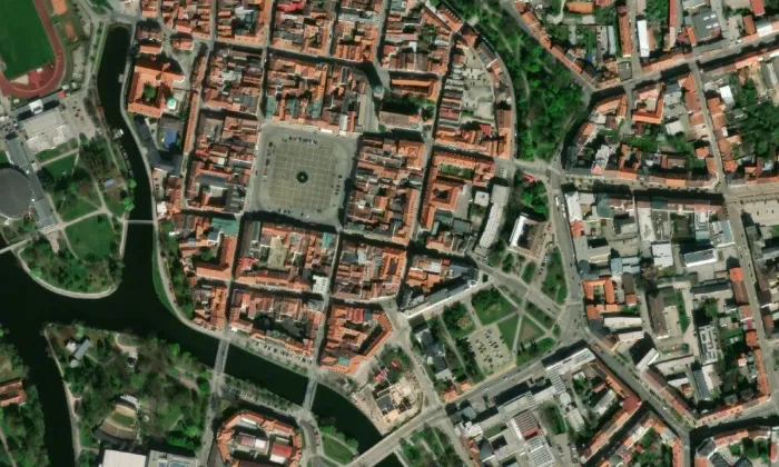 Palác Včela – letecký pohled