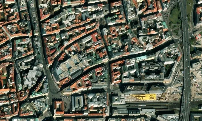 Palác YMCA – letecký pohled