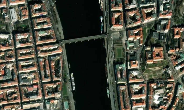 Palackého most – letecký pohled