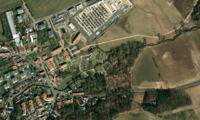 Panská zahrada – letecký pohled