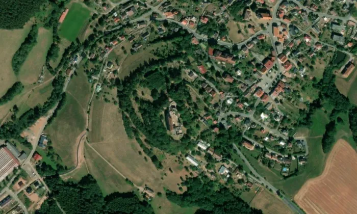 Pecka – letecký pohled