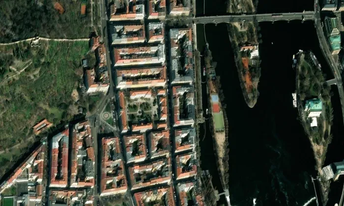 Petřínská – letecký pohled