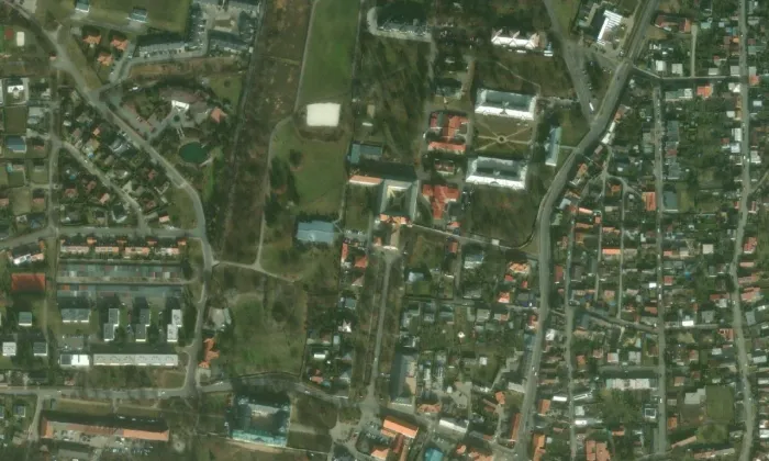 Piaristická kolej (Kosmonosy) – letecký pohled