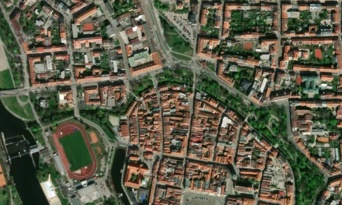 Pražská brána (České Budějovice) – letecký pohled