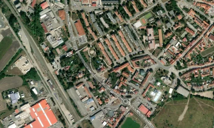 Pravoslavný chrám svatého Mikuláše v Mikulově – letecký pohled
