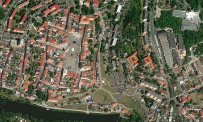 Růžencová kaple – letecký pohled