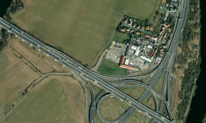 Radotínský most – letecký pohled
