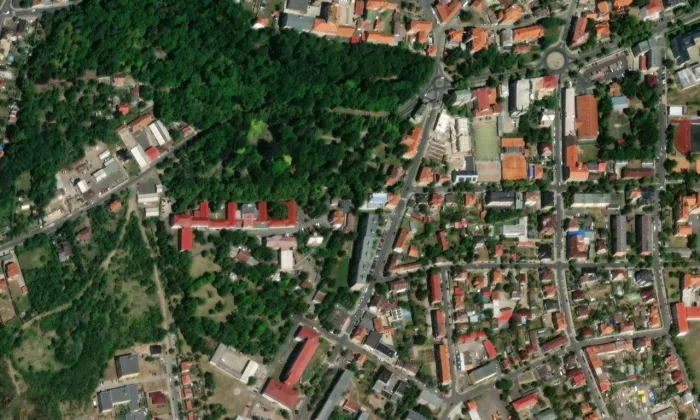 Regionální muzeum K. A. Polánka v Žatci – letecký pohled
