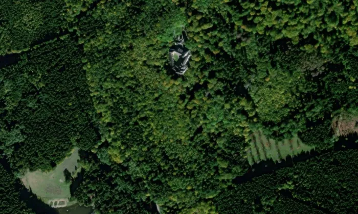 Roštejn – letecký pohled