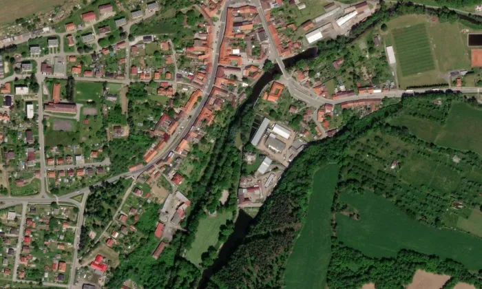 Rodný dům Mistra Jana Husa – letecký pohled