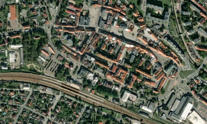 Rokycanův sbor – letecký pohled