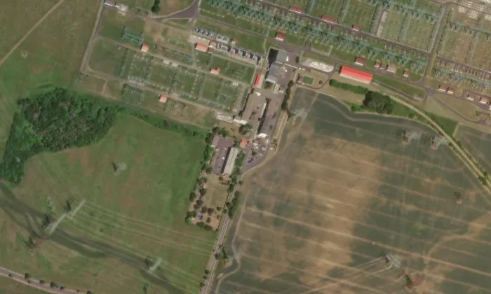 rozvodna Hradec – letecký pohled