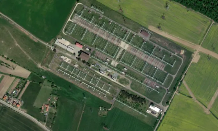 rozvodna Slavětice – letecký pohled