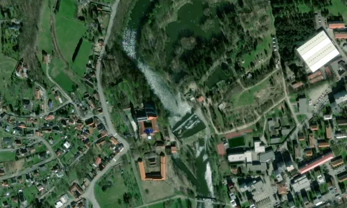 Sázavský klášter – letecký pohled