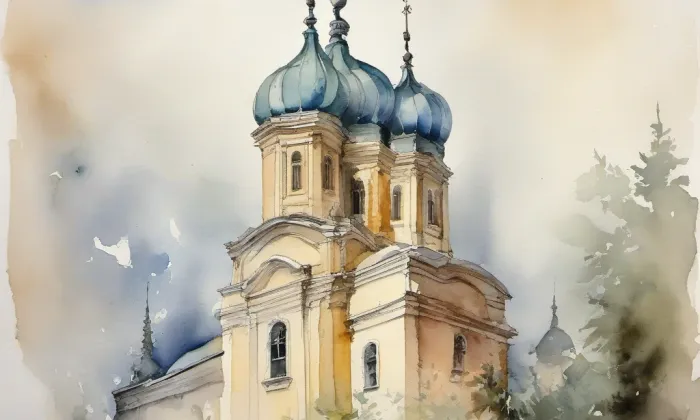 Sázavský klášter – akvarel