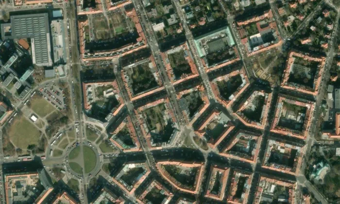 Skleněný palác – letecký pohled