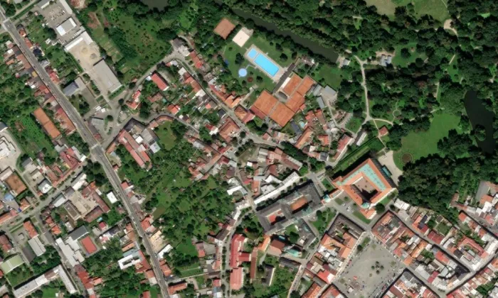 Sladovna – letecký pohled