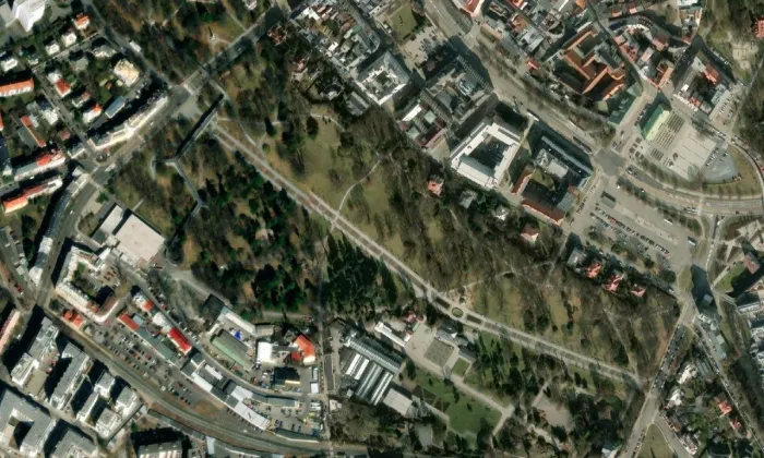 Smetanovy sady (Olomouc) – letecký pohled