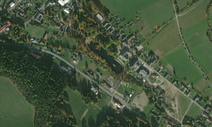 Sobotín – letecký pohled