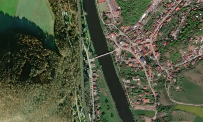 Srbecká lávka – letecký pohled