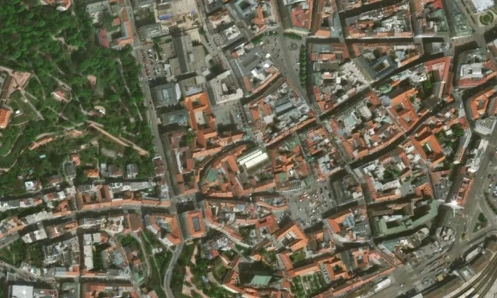 Stará radnice v Brně – letecký pohled