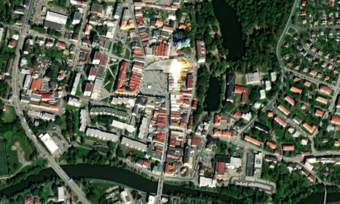 stará radnice v Havlíčkově Brodě – letecký pohled