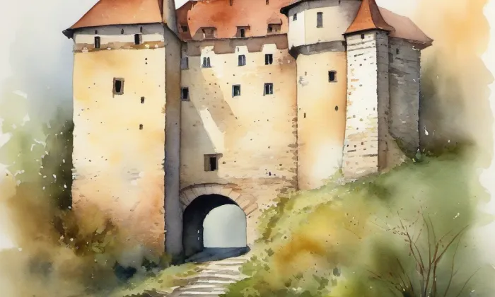 Starý zámek Bečváry – akvarel
