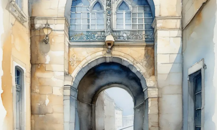 Těšnovský tunel – akvarel