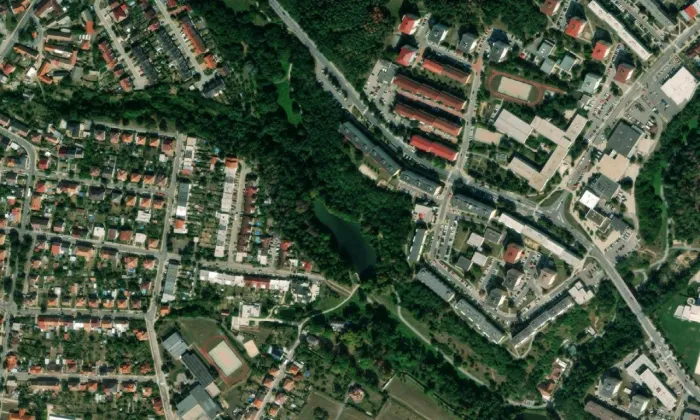Týnské údolí – letecký pohled