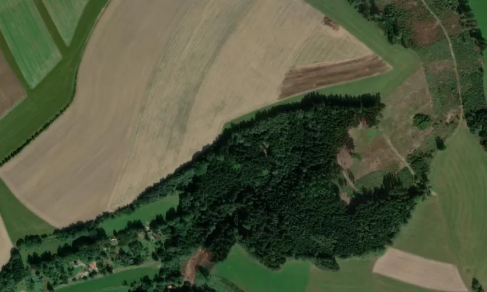 Ticháčkova kaple – letecký pohled