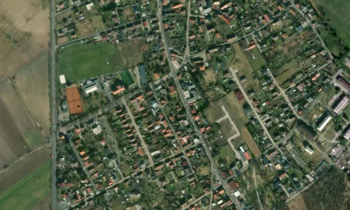 toleranční kostel – letecký pohled