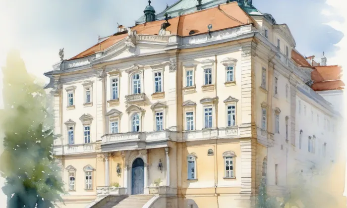 Trauttmannsdorfský palác na Hradčanech – akvarel