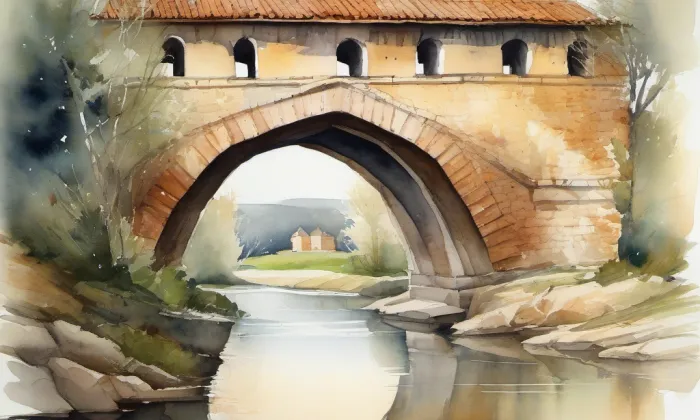 Trojský most – akvarel