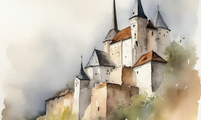 V kotcích – akvarel